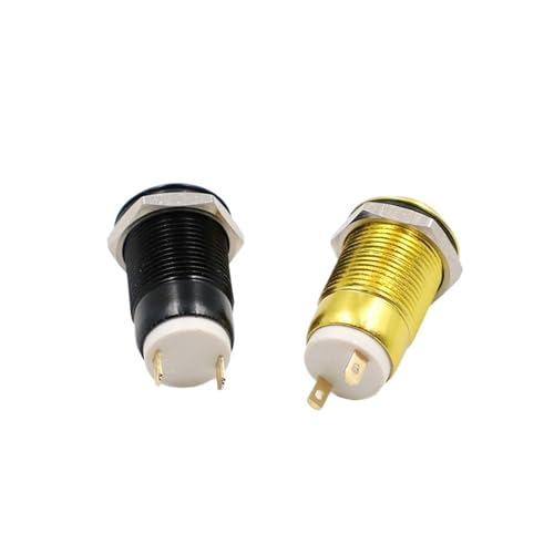 Bouton-poussoir étanche 12mm noir interrupteur momentané tête plate haute