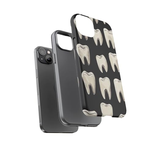 Coque iPhone 14 Plus rigide mate solide motif dents blanches design original - 3