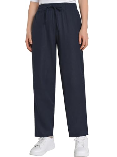 Weintee Women's Petite Linen Pants with Pockets for Summer