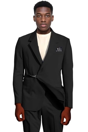 Mens Suit 2 Piece Slim Fit Suit for Wedding Formal Classic Suits for Men Tuxedo Suit with Metal Clasp for Business Prom Party