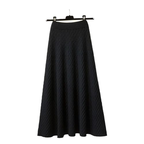 Women's Autumn and Winter Knitted Mid Length Umbrella Skirt Casual High Waisted Fashionable Office A-line Long Skirt4