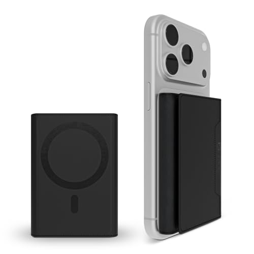 Image of GRIPP Mag Pocket Wallet Card Holder Compatible with Mag-Safe for iPhone 17 /16 /15 /14 /13 /12 Series & All Mag-Safe Phone Cases, Premium Leather, Strong Magnetic Alignment - Black