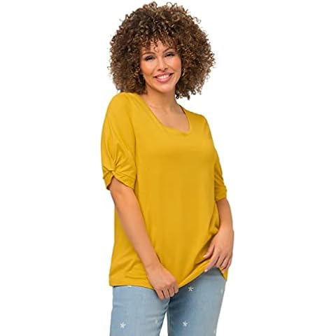 Ulla Popken Damen T-shirt mit Knotendetail Am Ärmel Cover