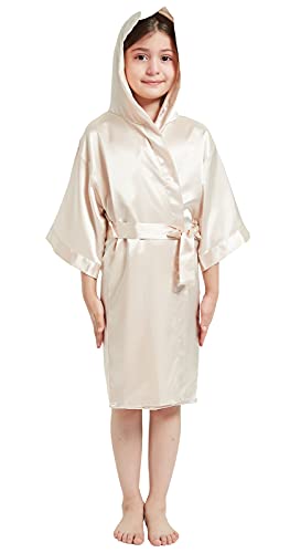 Umeyda Girls Satin Kimono Hooded Bathrobe, 4-12 Years
