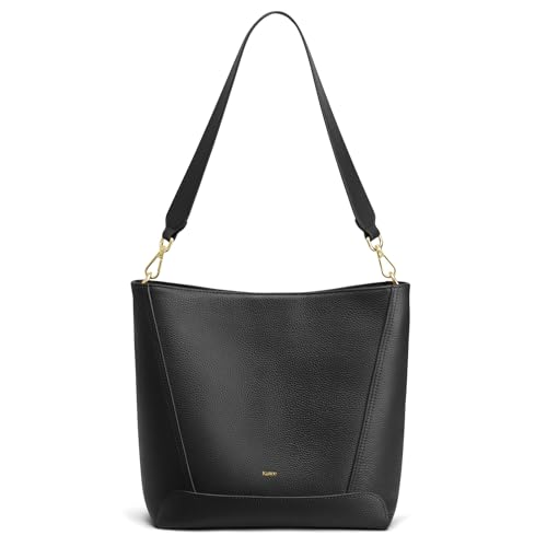 Kattee Leather Purses and Handbags, Medium Bucket Bags for Women, Top Grain Leather Tote Shoulder Crossbody with 2 Straps