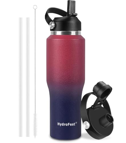 Image of 40oz Water Bottles Insulated with Straw,Leak Proof Water Bottles Fit in Car Cup Holder,Mens Water Bottle Stainless Steel for Gym,Hiking,Travel,Sport,Bpa free