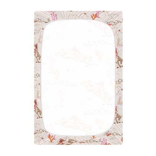 Image of Cowgirl Western American Crib Sheets Soft Breathable Fitted Baby Crib Sheets Mattress Cover for Girl Boys, 52 inch x 28 inch x 9 inch