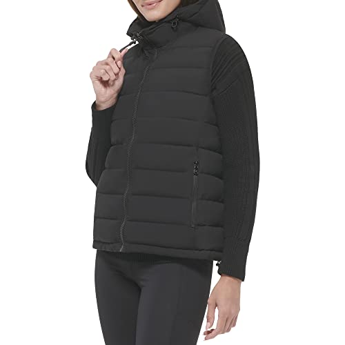 Calvin-Klein-Womens-Hooded-Casual-Stretch-Fabric-Quilted-Vest