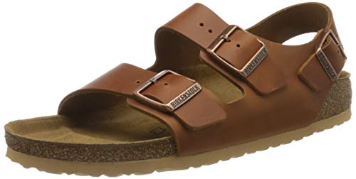 Birkenstock Sandales Milano Cuir Naturel Antique Pull Cognac, Menâ€™s Sandal, Antique Pull Cognac, 7.5 UK (41 EU)
