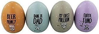 Money Box/Pot ~ Egg Shaped Savings Pots ~ Set of 4 ~ EGGCELLENT DAD