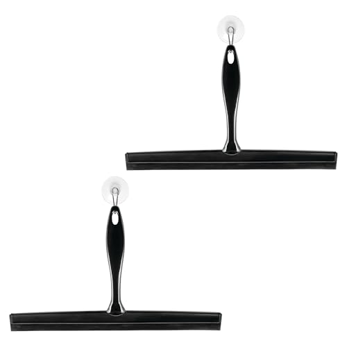 Image of InterDesign iDesign Bathroom Shower Squeegee with Wall Hook - Set of 2 - Black/Clear