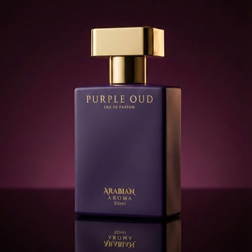Image of Arabian Aroma Purple Oud Eau de Parfum, Saffron & Pink Pepper Long Lasting Bold Luxury Perfume, 50ml