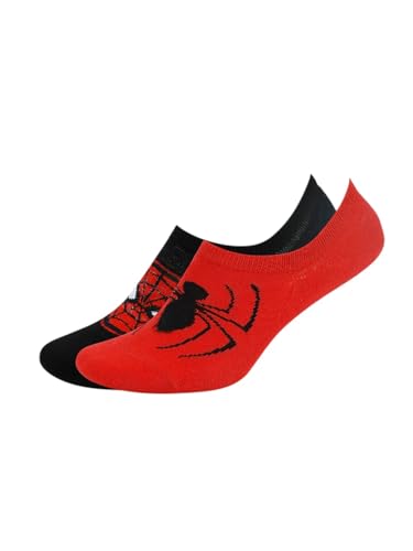 Image of BALENZIA SocksXpress Marvel The Amazing Spider-Man Sneaker socks for Men (Pack of 2 Pairs)(Free Size) Red,Blue| Made with Cotton & Nylon