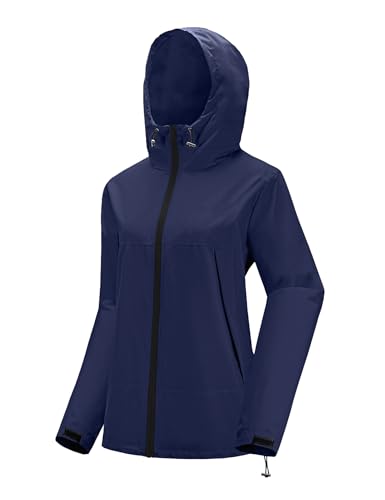 Avoogue Rain Jacket Women Waterproof Lightweight Raincoat Lined Outdoor Hooded Windbreaker