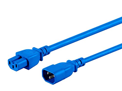 Monoprice 133658 14Awg Heavy-Duty Computer Extension Power Cable/Cord - 6Ft - Blue 15A 14Awg (Iec-320-C14 To Iec-320-C15) #TOP1