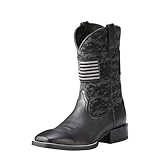 YXCFEWD Square Toe Cowboy Boots for Men Slip Resistant Work Boots Chunky Heel Fashionable Retro Men's Western Boot (Black,10.5)