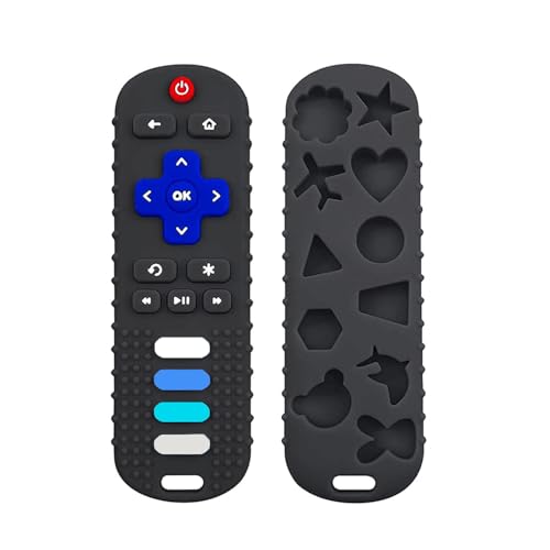 Image of Silicone Baby Teething Toys,Teething Toys for Babies 3 6 18 24 Months,Baby Silicone Chew Toys,Remote Control Shape Teether Toys,BPA Free(N-Black)