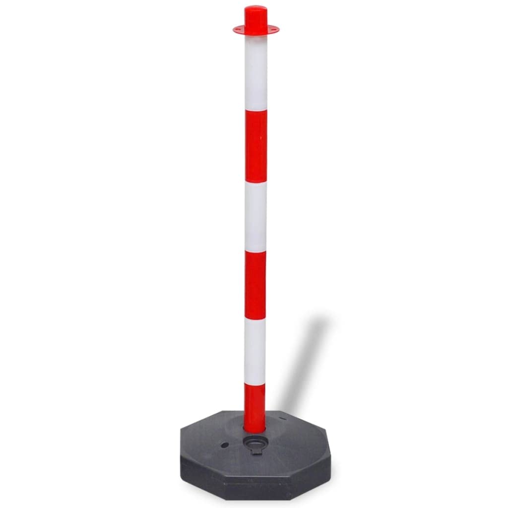 vidaXL 2x Postes de Delimitación Cadena Plástico Rojo Blanco 10 m Señalización