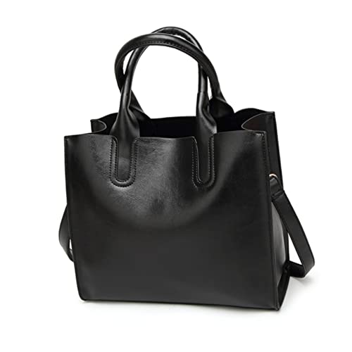 Tote bag femme élégant et rétro en similicuir noir de qualité supérieure