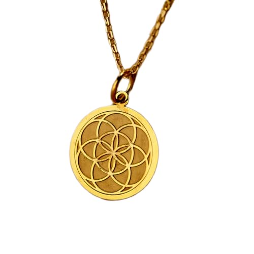 Collier Graine de Vie en argent sterling plaqué or | Bijou raffiné
