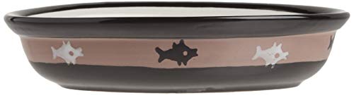 Petrageous 10070 Oval City Pets Stoneware Cat Bowl 6.25-Inch Wide And 1.5-Inch Tall Saucer With 1-Cup Capacity And Dishwasher And Microwave Safe Is Great For Cats, Black And Brown #TOP2