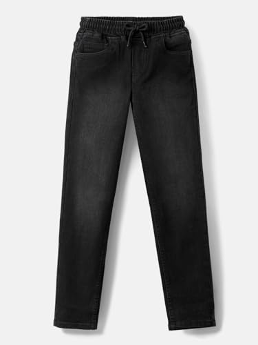 Image of Urbano Juniors Boys Mid Rise Regular Fit Washed Denim Jogger Jeans Stretchable