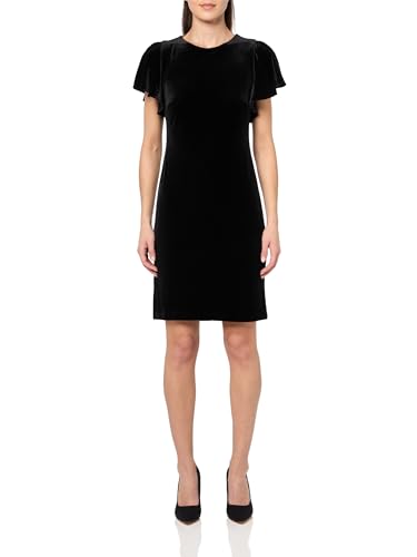 Tommy Hilfiger Flutter Sleeve Stretch Velvet Solid Dress Vestido, Negro, 40 para Mujer