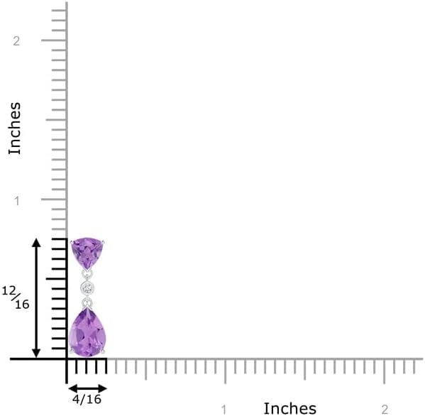 Angara Trillion and Pear Amethyst Drop Necklace with Diamond in Sterling Silver/14K Solid Gold | Natural Amethyst Pendant for Women | February Birthday, Purple Gemstone Jewelry Gift - Image 3