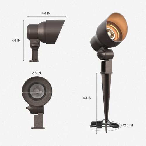Goodsmann Low Voltage Landscape Lights Landscape Floodlights Spotlights 3W Led 200 Lumen With Replaceable Bulb 12V Ac With Metal Stake Cable Connector 9121-16503-01A #TOP6