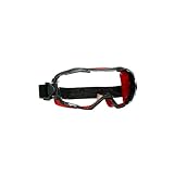 3M GoggleGear 6000 Series Safety Goggle, GG6001SGAF, Red Shroud, Scotchgard Anti-Fog Coating, Clear Anti-Scratch Lens, Gray, Universal Fit