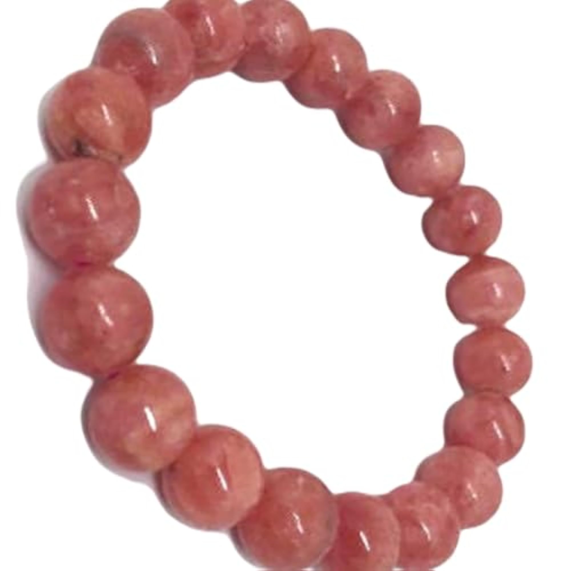 Unisex Natural Rhodochrosite 10mm Bead Stretchable Bracelet