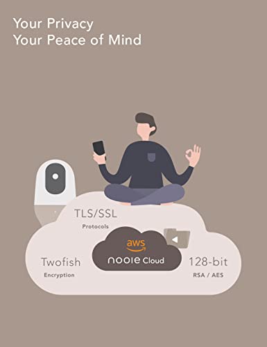 Nooie Baby Monitor, WiFi Pet Camera Indoor, 360-degree Wireless IP Nanny Camera, 1080P Home Security Camera, Motion Tracking, IR Night Vision, Compatible with Alexa, Two-Way Audio