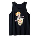 Kawaii Corgi Loves Bubble Tea Funny Cute Anime Japanese Gift Tank Top