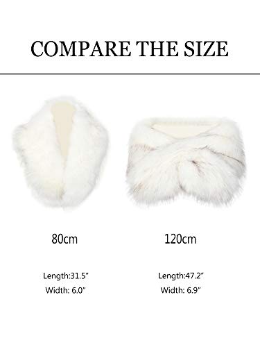 Soul Young Faux Fur Collar Women's Neck Warmer Scarf Wrap,White With Tips,One Size #TOP3