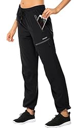 MOCOLY Pantaloni da Escursionismo da Donna Trekking Donna Asciugatura Rapida Traspiranti Pantaloni da Montagna UPF 50+ con Cerniera per attività All'aperto Lungo Nero S