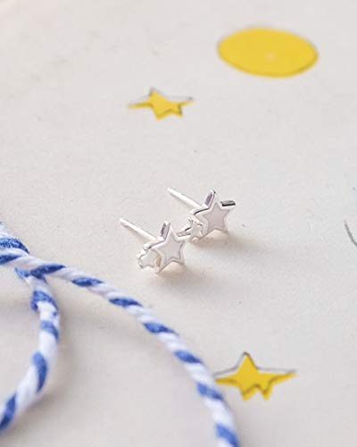 Boma Jewelry Sterling Silver Double Star Stud Earring3