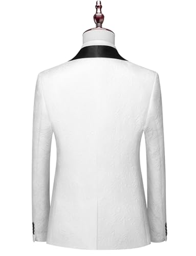 Men's 3 Pieces Suit Jacquard Jacket Vest and Solid Pants Single Breasted Tuxedos for Wedding Banquet2