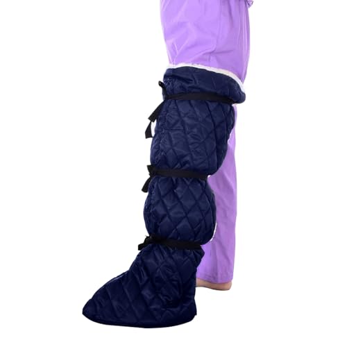 POONGURY Chauffe-jambes d'hiver pour fauteuil roulant, manches coupe-vent respectueuses du plâtre avec bretelles réglables, protection thermique de la cheville aux genoux (bleu) POONGURY