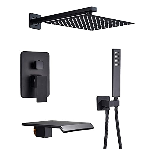 Système de douche cascade noire pour une ambiance spa avec bec de baignoire mural