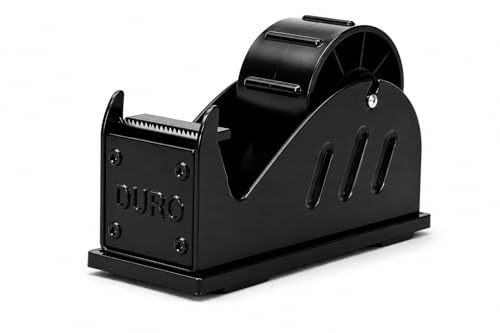Image of NEO CYSQO Duro Heavy Duty Metal Tape Dispenser | Desktop Packing Tape Holder for 0.5 to 2 Inch Tape Rolls | Non-Slip Base | Sharp Serrated Blade | Office, Warehouse & Packaging Use (Black /Red)