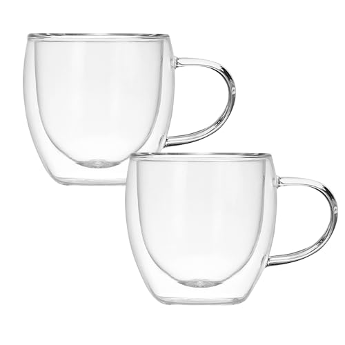 Thermogläser mit Henkel doppelwandig (2 x 250ml) Tassen - aus Borosilikatglas (2 x 250 ml) Thermogläser mit Henkel doppelwandig (2 x 250ml) Tassen - aus Borosilikatglas (2 x 250 ml)