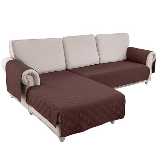防水ソファシェーズロングカバー 調節可能なL字型ソファスリップカバー 洗えるセクショナルソファ用プロテクター (色: チョコレート、サイズ: L字型)