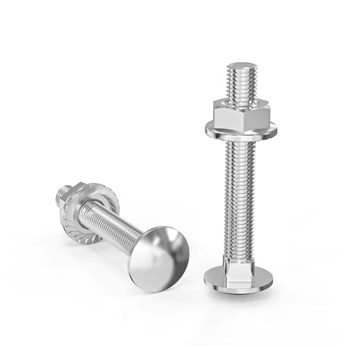ORTAVA Carriage Bolts M6 x 40 Galvanised DIN 603 (Pack of 20), with Hexagonal Flange Nut, Made of Stainless Steel A2 V2A