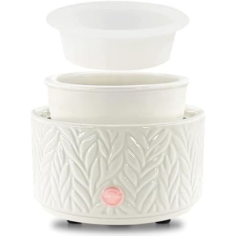 EQUSUPRO Wax Melt Warmer for Scented Wax - with 1 pc Silicone Dish Candle Wax Warmer Ceramic 3-in-1 Electric Wax Burner Fragrance Wax Melter for Home Office Bedroom Gift & Decor Cover