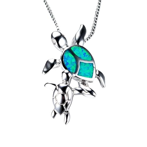 Collier mignon tortue bleue en argent : cadeau idéal femme et fille