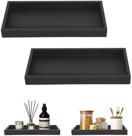 lurora2021 2 x Rectangular Black Silicone Tray, Bathroom Tray, Non-Slip Tray for Bathtub ...