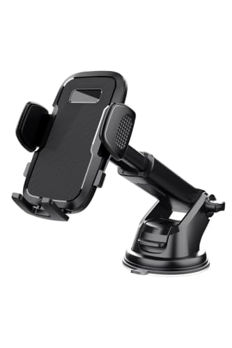 T-77 Araç Telefon Tutucu, Vantuzlu Cam Tutuşu, Ayarlanabilir, Siyah