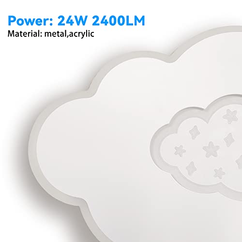 Baerolc Plafoniera a LED, 40CM Lampadario cameretta LED Nuvole Plafoniera dimmerabile con Telecomando, 24W plafoniera cameretta bambini con in Stella Alla Moda Lampadario cameretta bambini - Image 6