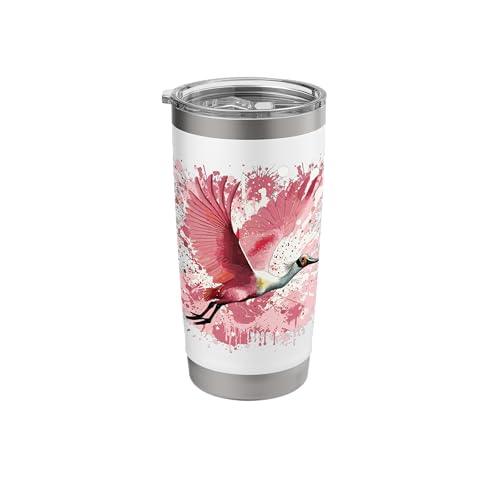 Roseate Spoonbill Splatter Art, Roseate Spoonbill Stainless Steel Insulated Tumbler