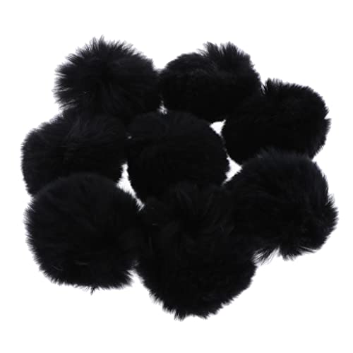PETSOLA 8pcs Pompons Moelleux Artisanat Pompons Coloré Pompons pour L'Artisanat - Noir Cover